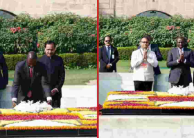 President William Ruto Goes Barefoot at Mahatma Gandhi Memorial