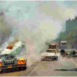 Several Cars Burnt along  Nairobi-Mai Mahiu Road as Trailer Transporting Gas Cylinders Explodes 