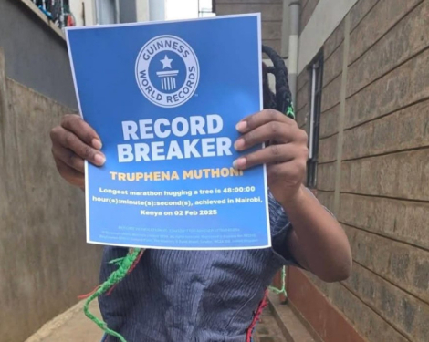 Truphena Muthoni Awarded Guinness World Records Badge for 48-Hour Tree Hug