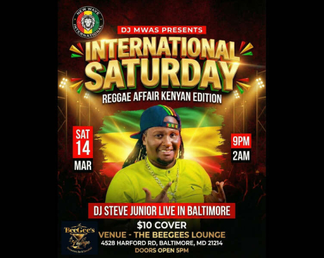 Reggae Affair Kenyan Edition Feat. DJ Steve Junior: March 14, 2026 in Baltimore, MD