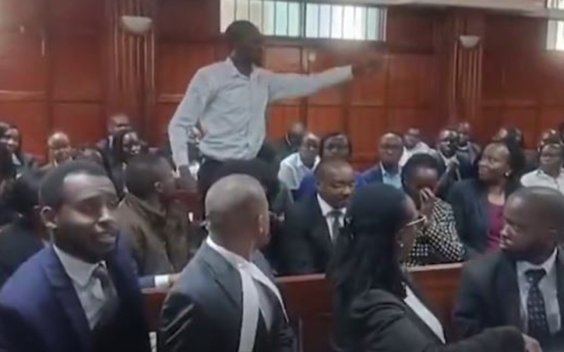Drama at Milimani Court as Man Slams DCI Lawyer Over Blogger Kinyagia's Disappearance