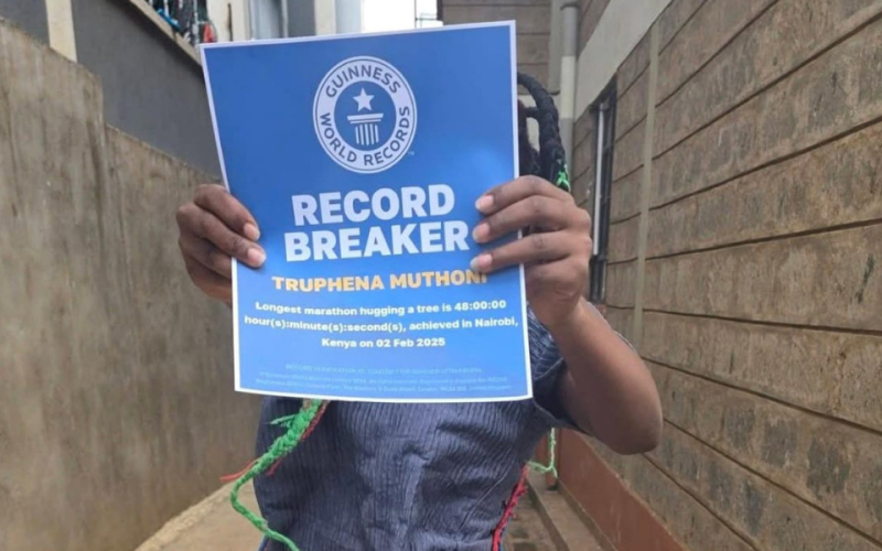Truphena Muthoni Awarded Guinness World Records Badge for 48-Hour Tree Hug