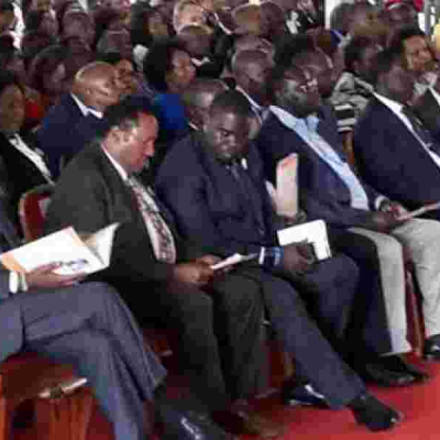 President Uhuru, Raila 'Lightly' Exchange Words at the Funeral of Shebesh's Father