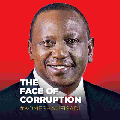 Mysterious Anti-Corruption Banners with President Uhuru, Ruto Faces Hanged Across Nairobi [PHOTOS]