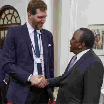 Uhuru's Photo with the Much Taller Former NBA Star Dirk Nowitzki Excites Kenyans
