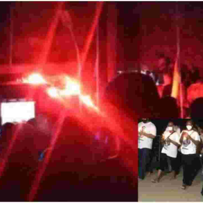 Mourners Scamper as Fire Erupts at TB Joshua's Church During His Funeral Service 