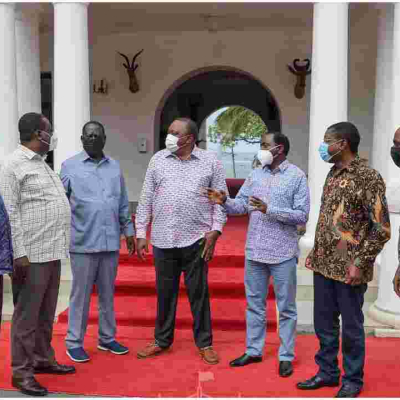 Uhuru Hosts Raila, Kalonzo, Mudavadi, Wetang'ula and Moi at State House, Mombasa  