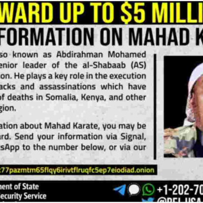 US Gov’t Offers $5 Million Bounty for Information on a Top Al-Shabaab Operative 