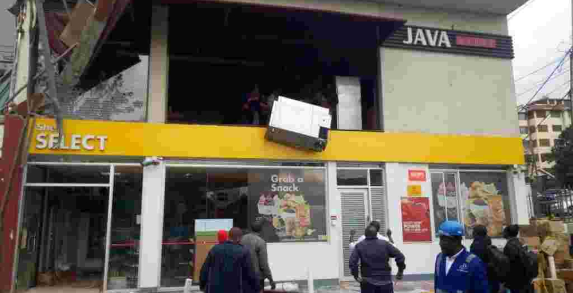 NEMA Demolishes Multi-Million Shilling Java House Outlet, Shell Fuel Station in Nairobi