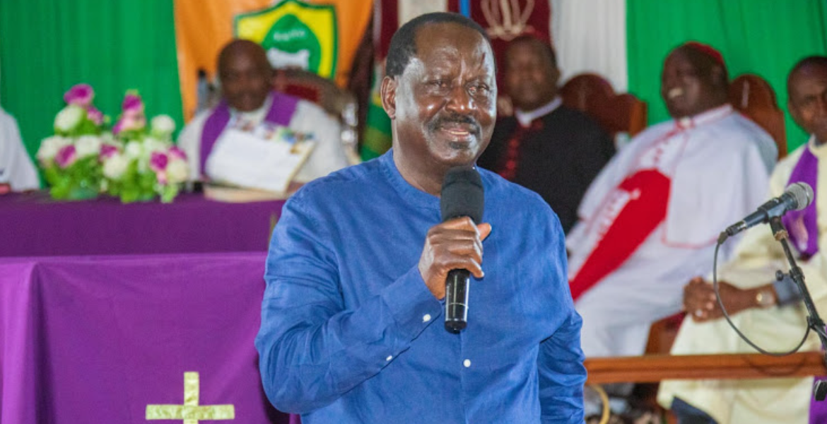Opposition Boss Raila Odinga Speaking During the Funeral Service of Former Governor Mwangi wa Iria's Mother-in-law, Mary Nyambura Raila Says Finance Bill 2023, is a Punishment to Middle-Class Kenyans