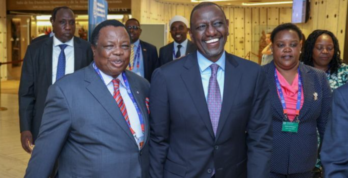 From Left: COTU SG Francis Atwoli, President William Ruto, and Labour CS Florence Bore in Geneva on Thursday, June 15, 2023 I'm Keen to Create Jobs for Youths, Ruto Tells Diaspora