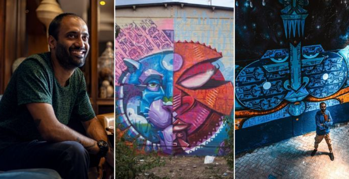 Photo Collage of Kenyan Artist Bhupi Jethwa and Street Murals Kenyan Artist Takes His Enchanting Murals Across the World