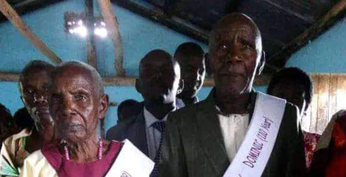 Dominic Babiiha (right) who Allegedly Murdered his Wife Costansio Bakasisa (left) Man Kills 109-year-old Wife Over Conjugal Rights