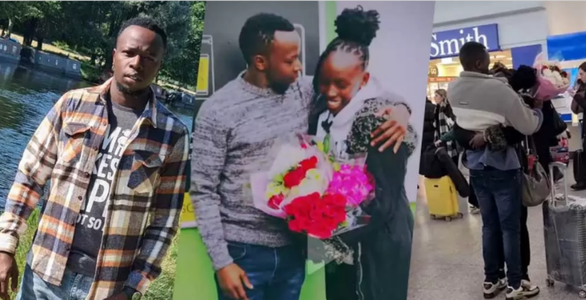 Kenyan Couple at London Stansed Airport Kenyan Man Romantic Reunion with His Girlfriend in the UK