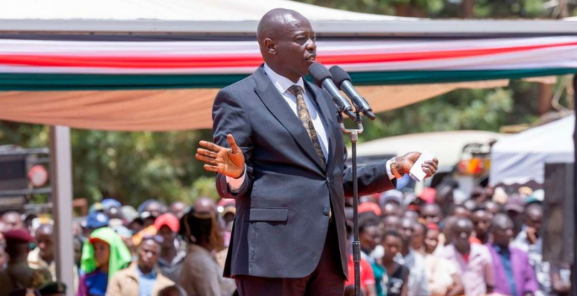 DP Rigathi Gachagua gestures as he delivers a keynote speech during a past event. Photo: The Star Source: Facebook