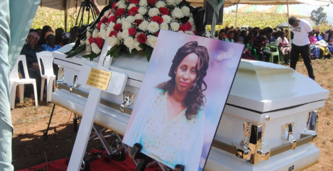 The Casket Carrying the Body of the Late Delphina Wambui Ngigi Kenyan Woman Who Succumbed to Canadian Winter Laid to Rest in Nakuru