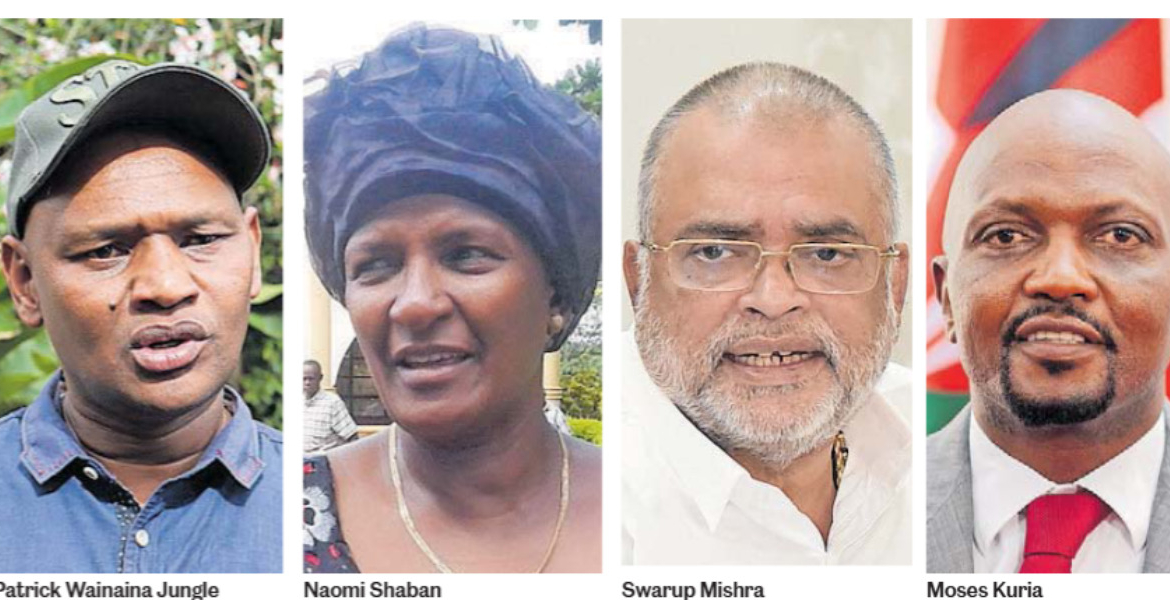 Patrick Wainaina Jungle, Naomi Shaban, Swarup Mishra and Moses Kuria /Nation Kenyan Business Leaders and Politicians Face Auction Over Unpaid Debts