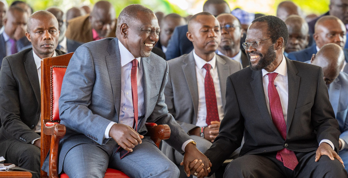 President William Ruto and Kisumu Governor Anyang Nyong'o Governor Nyong’o Attends State House Talks as Ruto Deepens Luo Nyanza Engagement