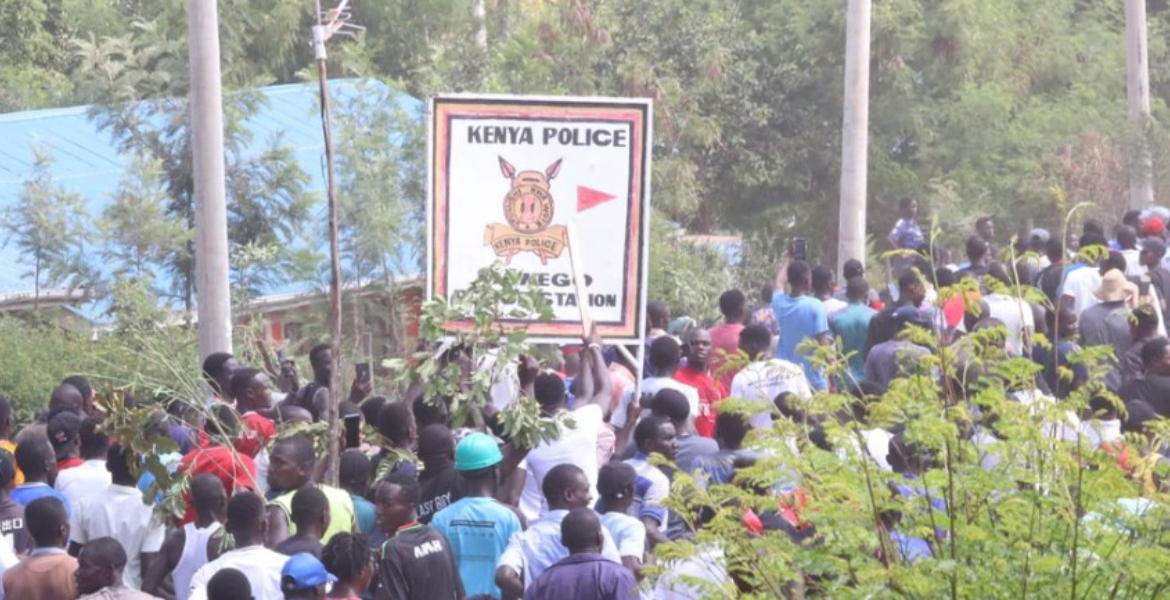 Youth Protest in Homa Bay Rachuonyo North Mourners Burn Police Station Demanding Justice for Albert Ojwang