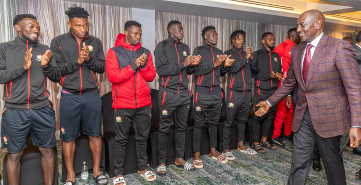 President William Ruto Meets With Harambe Stars Ruto Pledges Ksh2.5M Per Player if Harambee Stars Beat Zambia, More for Quarter-Final Win