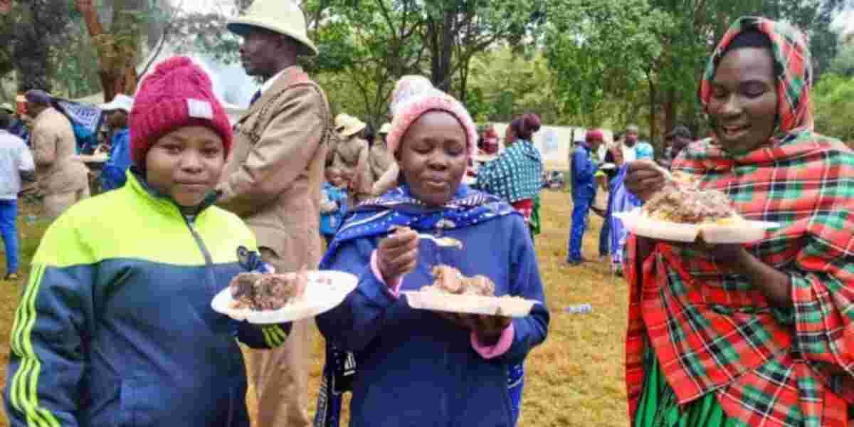 Nyeri Residents Elated After Gachagua Fulfils Promise of Rice, Beef Stew