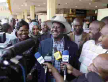Raila Gets a Grand Reception after Landing at Kisumu International Airport