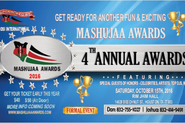 4th Annual Mashujaa Awards Gala: Sat, October 15th in Houston, Texas 