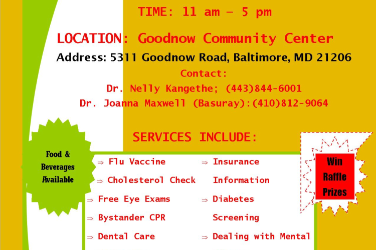 FREE Community Health Fair in Baltimore, MD: Sat, Nov 12th