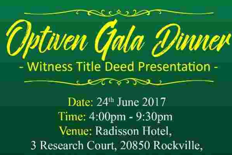 Optiven Ltd Gala Dinner: Sat, June 24th in Rockville, Maryland