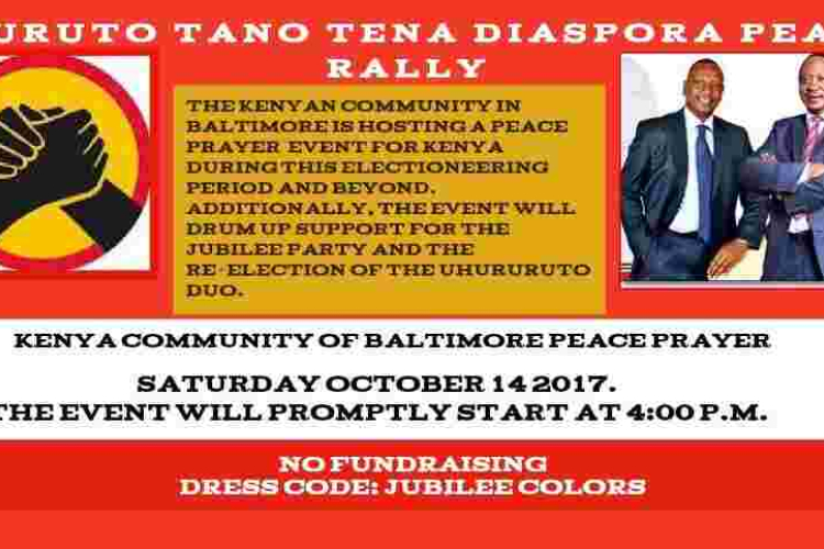 UhuRuto Tano Tena Diaspora Peace Rally: Sat, October 14th in Baltimore, Maryland