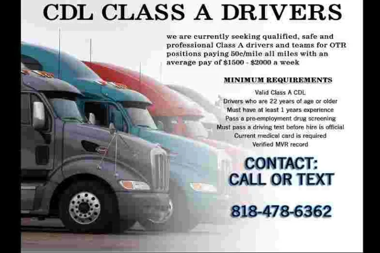 CDL Drivers Wanted: $1,500 - $2,000 Average Weekly Pay