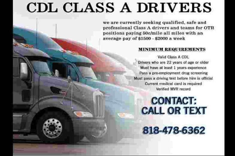 CDL Drivers Wanted: $1,500 - $2,000 Average Weekly Pay