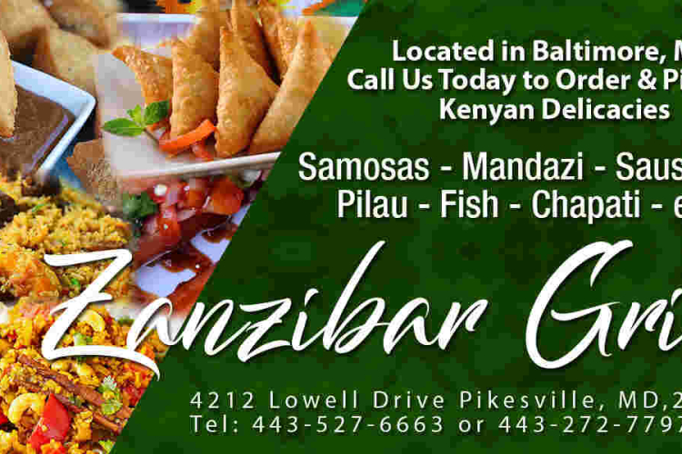 Call Zanzibar Grill in Baltimore, MD to Order Your Favorite Kenyan Delicacies