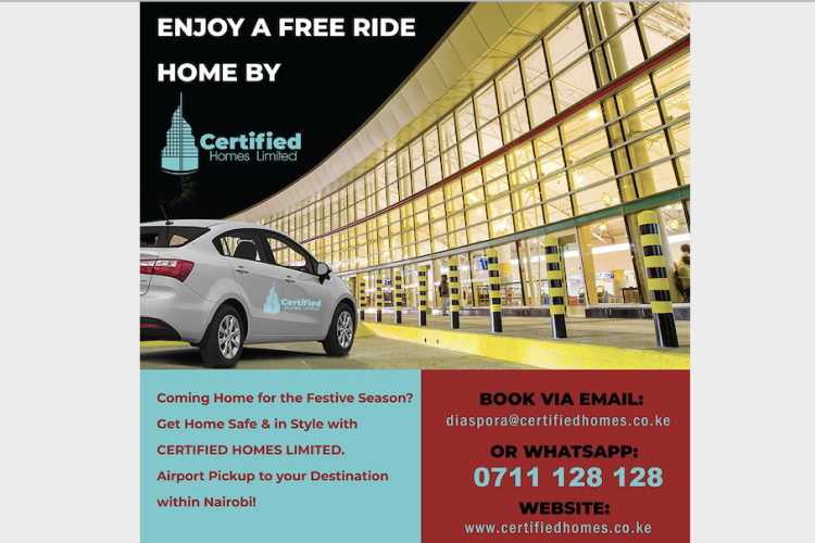 Certified Homes Ltd Offers Kenyans Traveling Home from the Diaspora FREE Rides from the Airport
