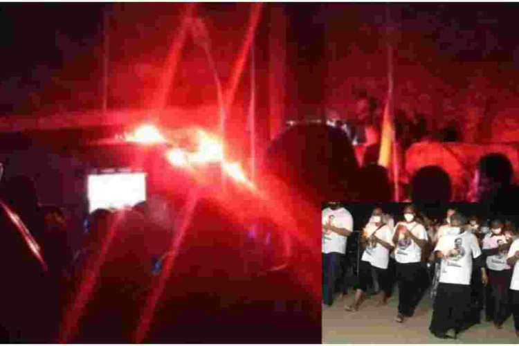 Mourners Scamper as Fire Erupts at TB Joshua's Church During His Funeral Service 