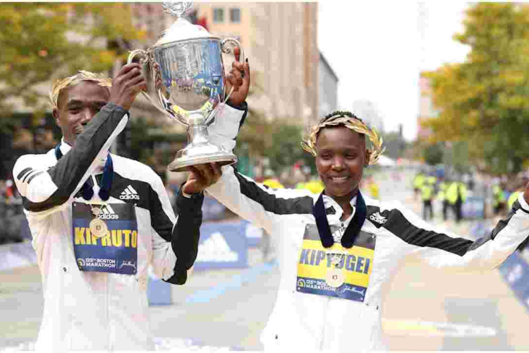 Kenyans Benson Kipruto and Diana Kipyogei Win Boston Marathon