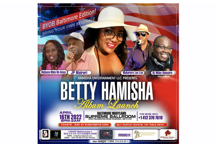 Mugithi Night/Album Launch By Kenyan Artist Betty Hamisha in Baltimore, MD on Sat, April 16, 2022