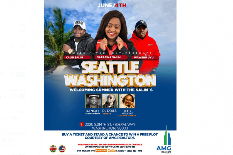 Mugithi Stars Kajei Salim, Sarafina Salim and Waweru Uyu Perform Live in Seattle, WA: Sat, June 4th, 2022