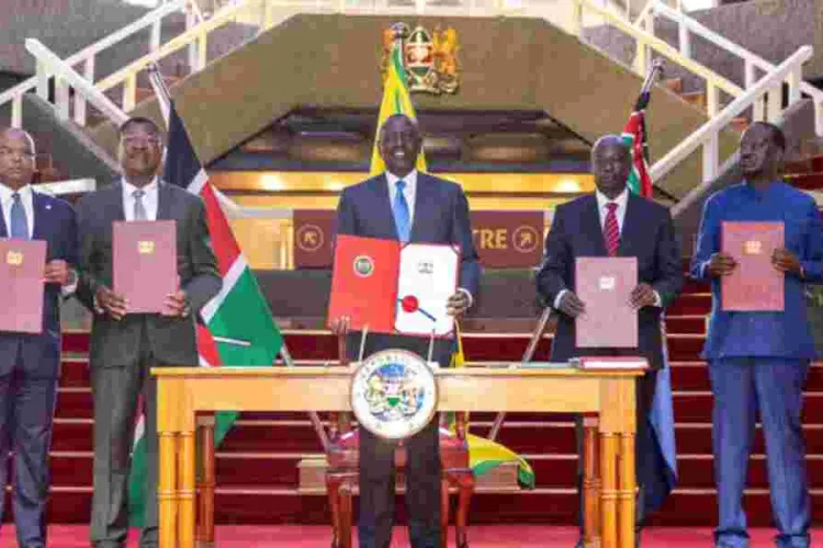 Ruto Assents to IEBC Bill with Raila, Kalonzo in Attendance
