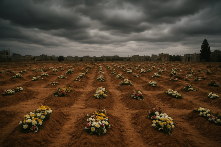 Palestinians bury remains of 105 people killed in Israeli attack on Gaza